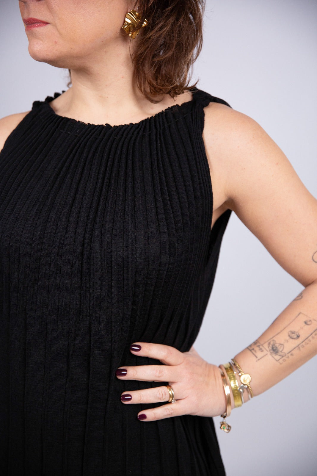 Compania fantastica abito plissé nero lungo