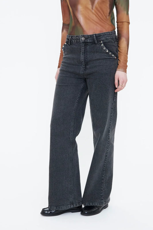 Wild pony jeans grigio con borchie