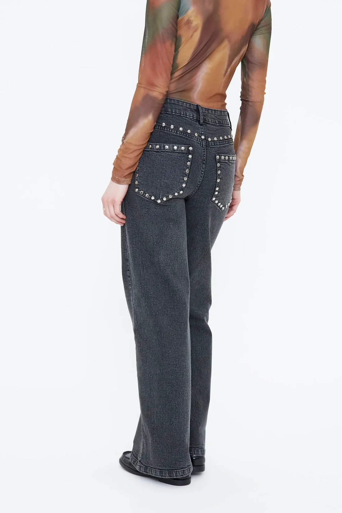Wild pony jeans grigio con borchie
