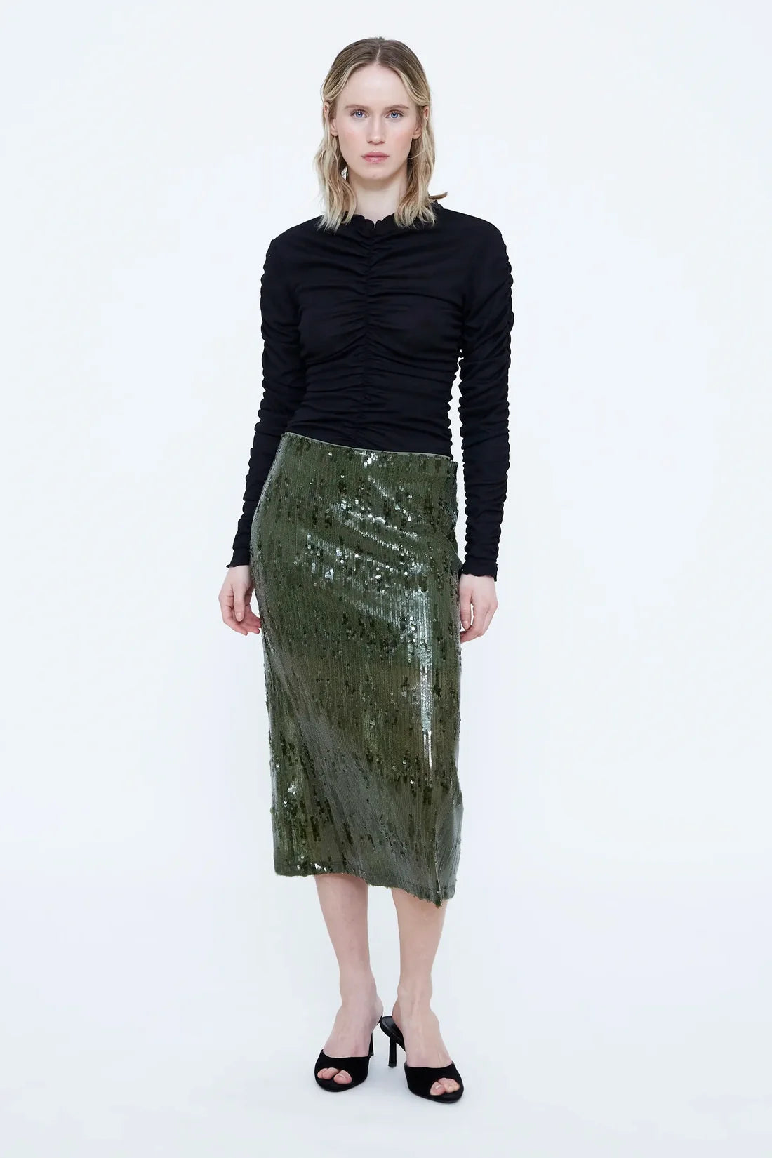 Wild pony Pencil skirt in paillettes verdi