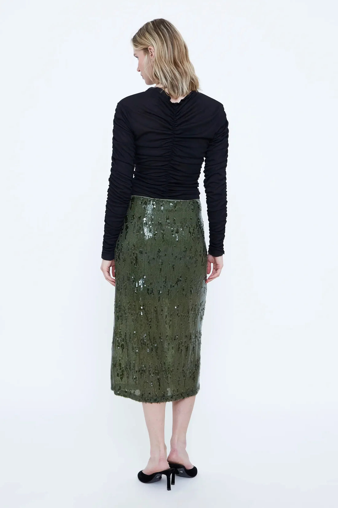 Wild pony Pencil skirt in paillettes verdi