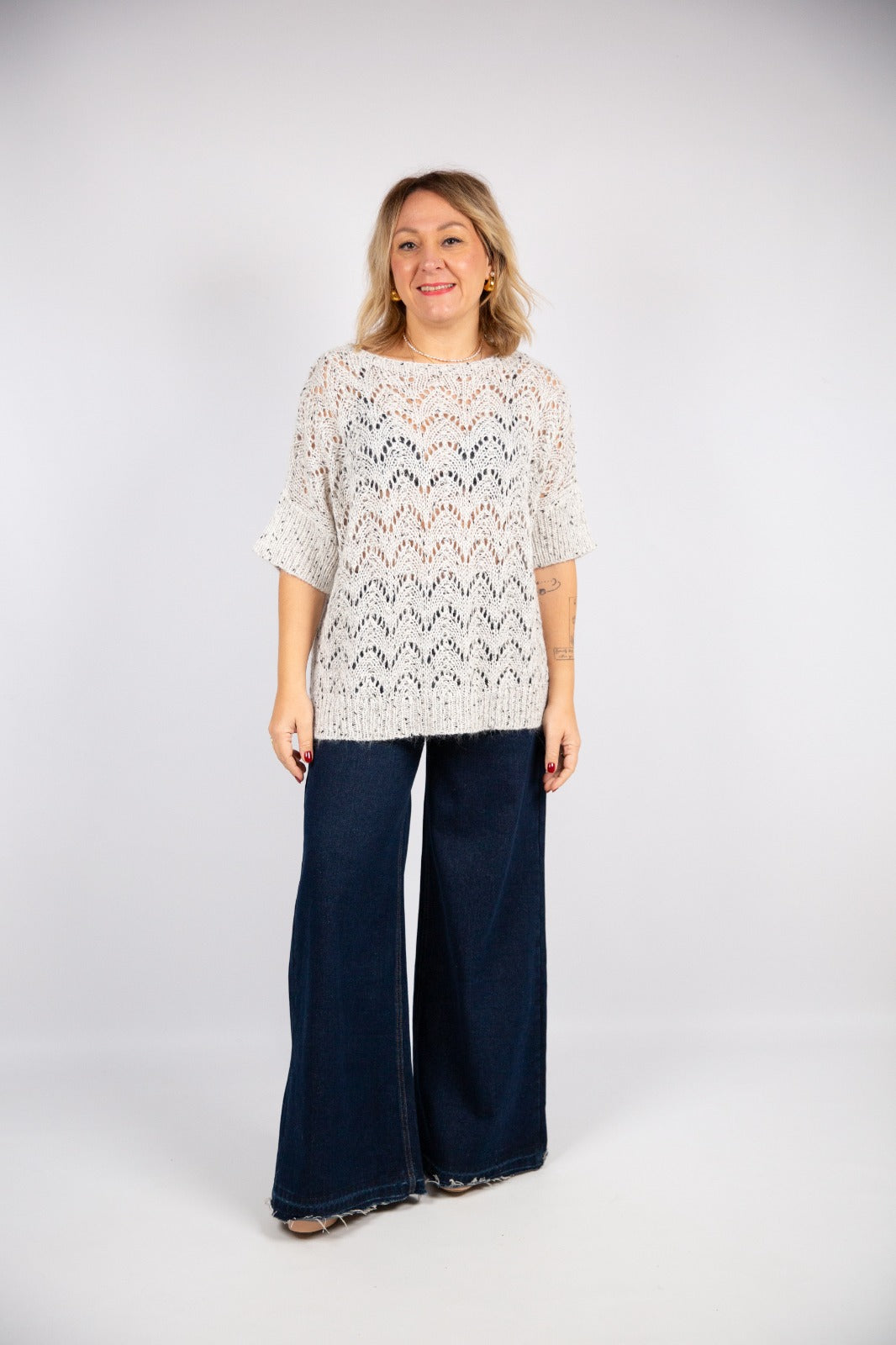 Bighet Maglia traforata maniche a tre quarti