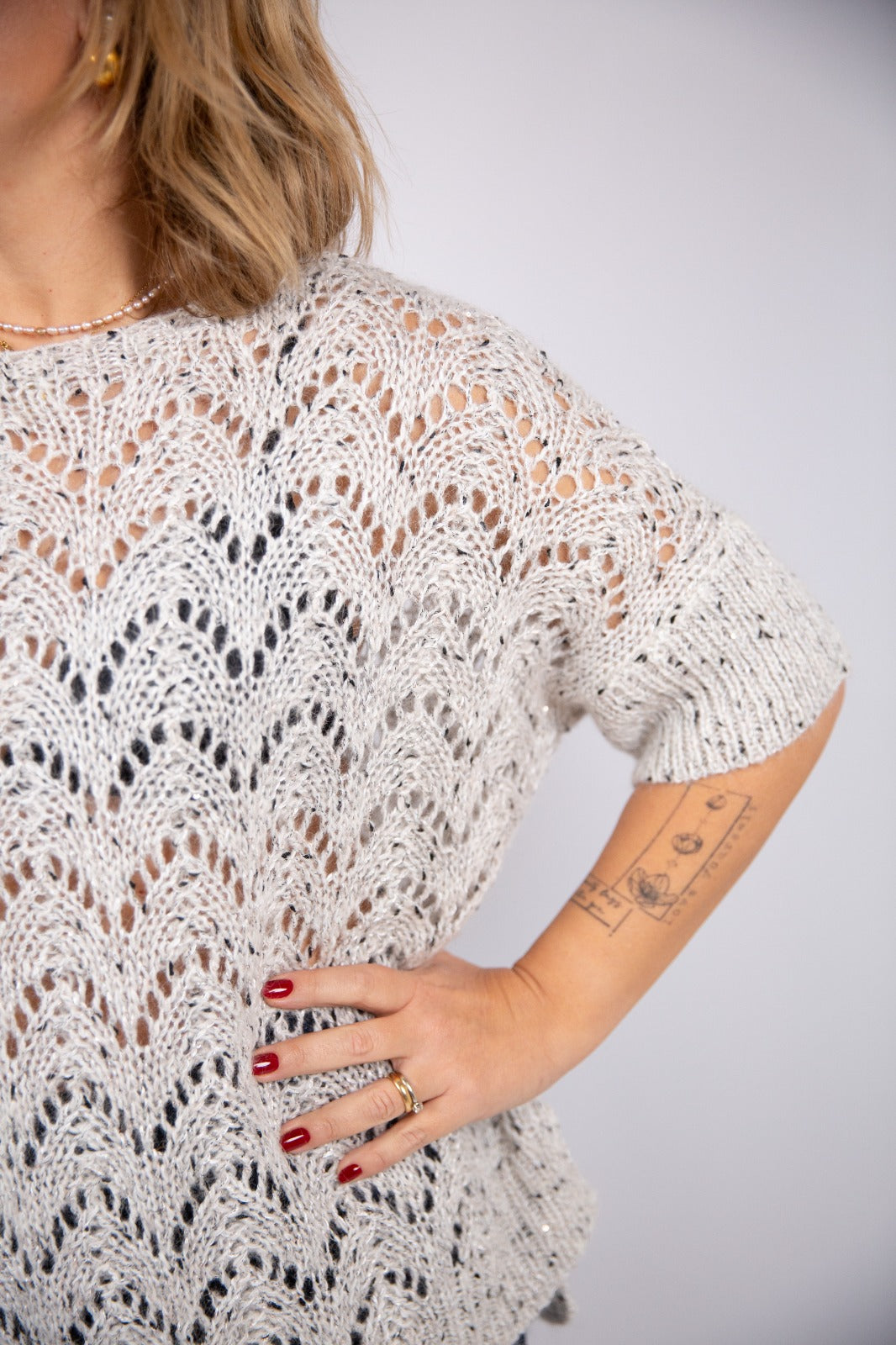 Bighet Maglia traforata maniche a tre quarti