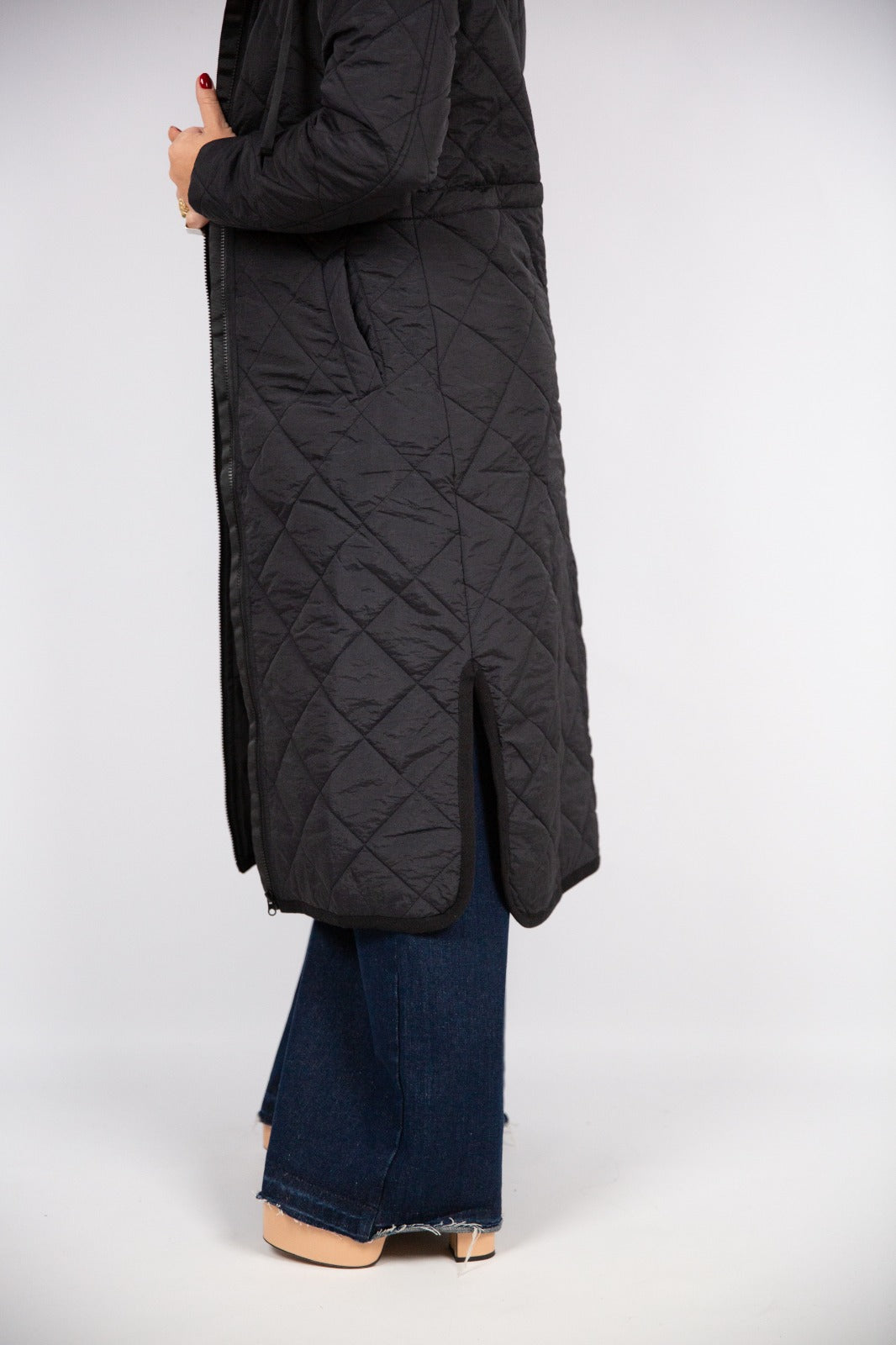 Compania fantastica Trampuntino Nero lungo con cappuccio