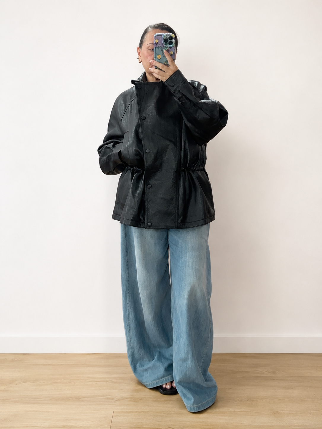 Grace & mila Giacca nera con cursore interno e collo a imbuto