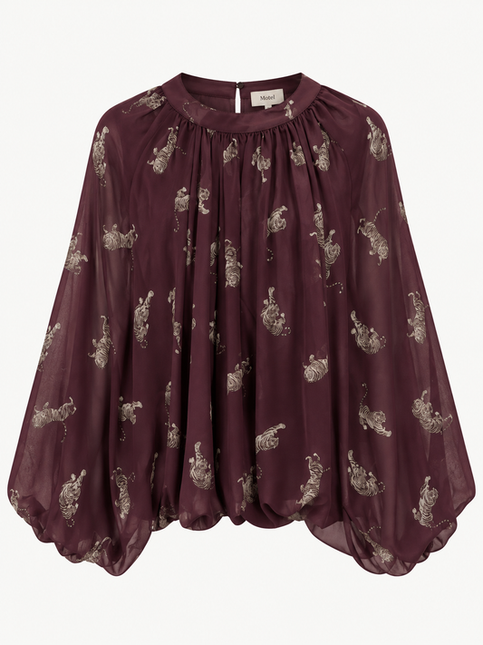 Tensione in Blusa Stampa tigri con fiocco sul collo dietro