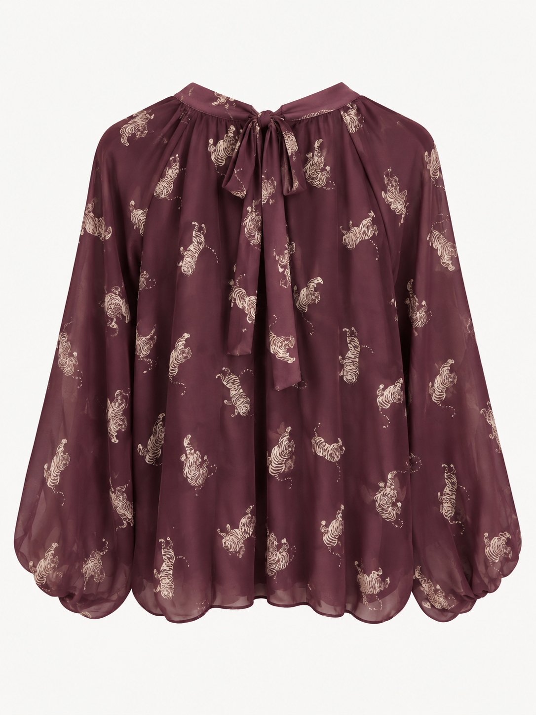 Tensione in Blusa Stampa tigri con fiocco sul collo dietro