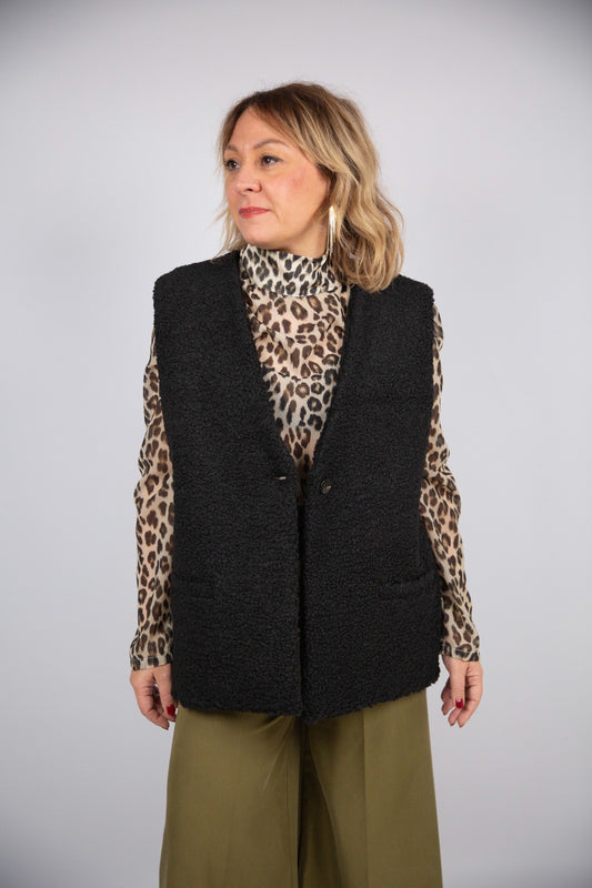 Tensione in Gilet in eco pelliccia con bottone