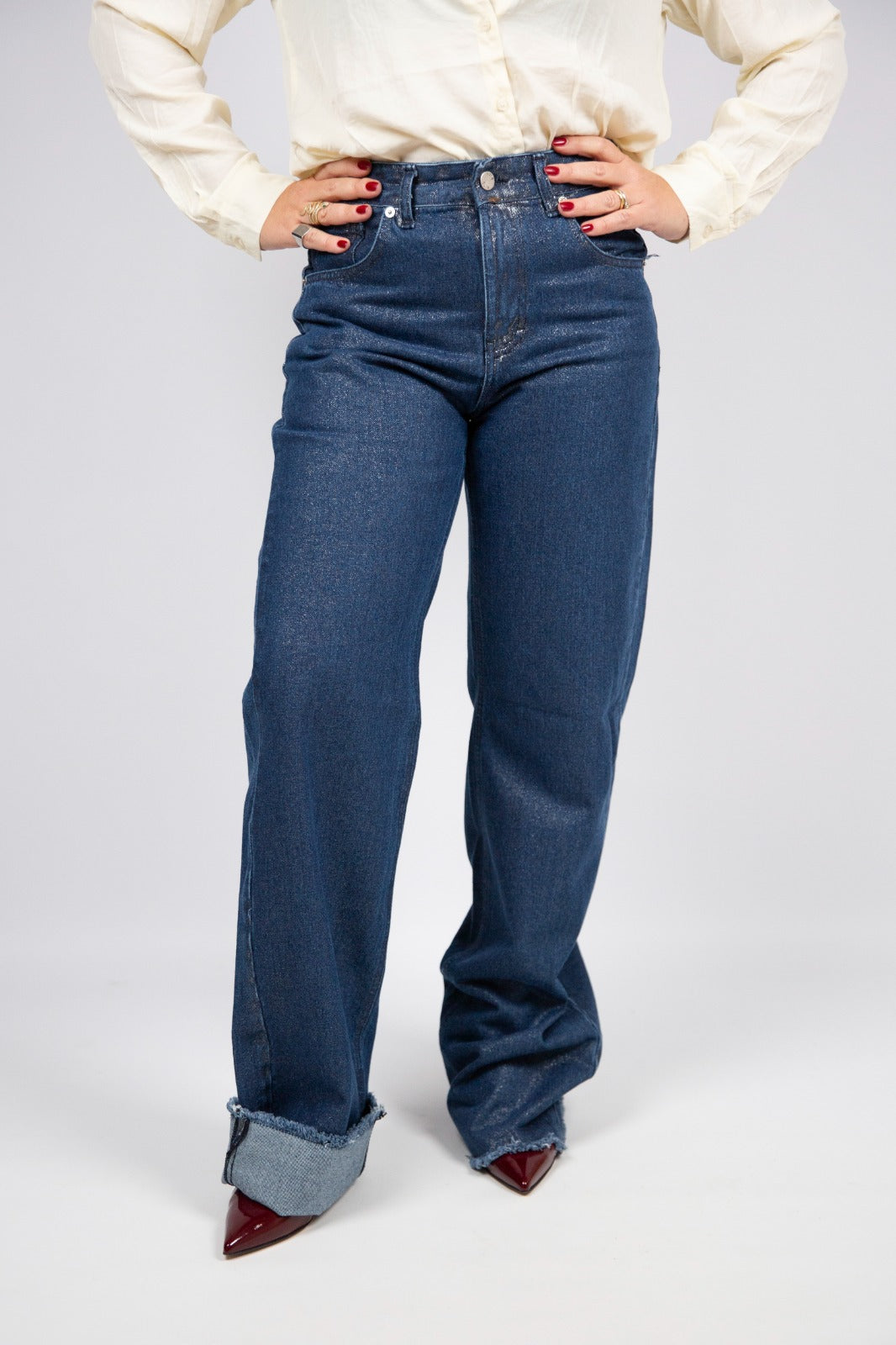 King Kong jeans blu effetto spalmato