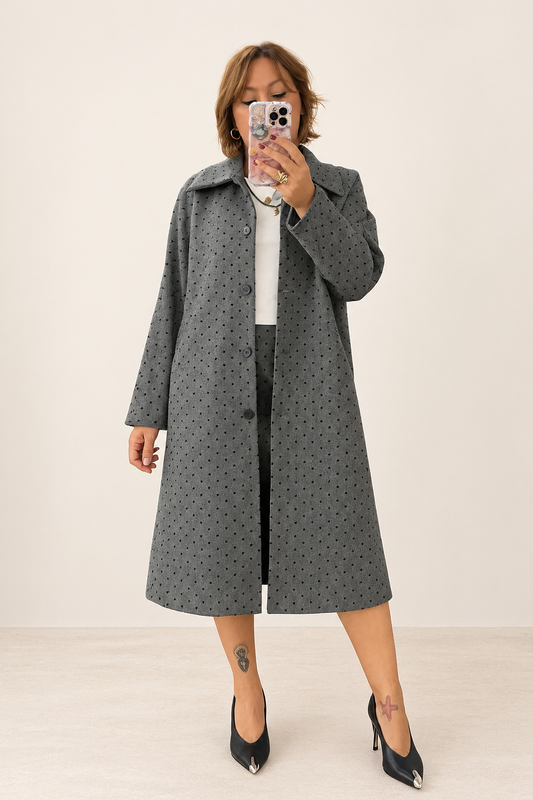 Compania fantastica cappotto grigio a pois