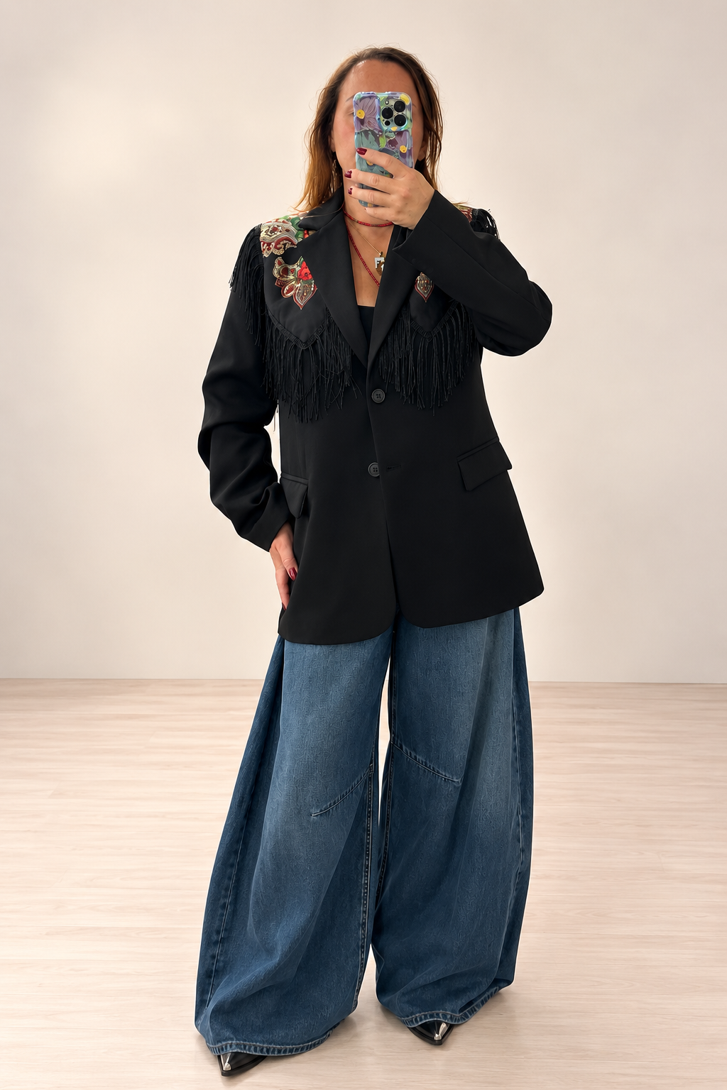 Motel diffusione moda Blazer monopetto doppio bottone con foulard