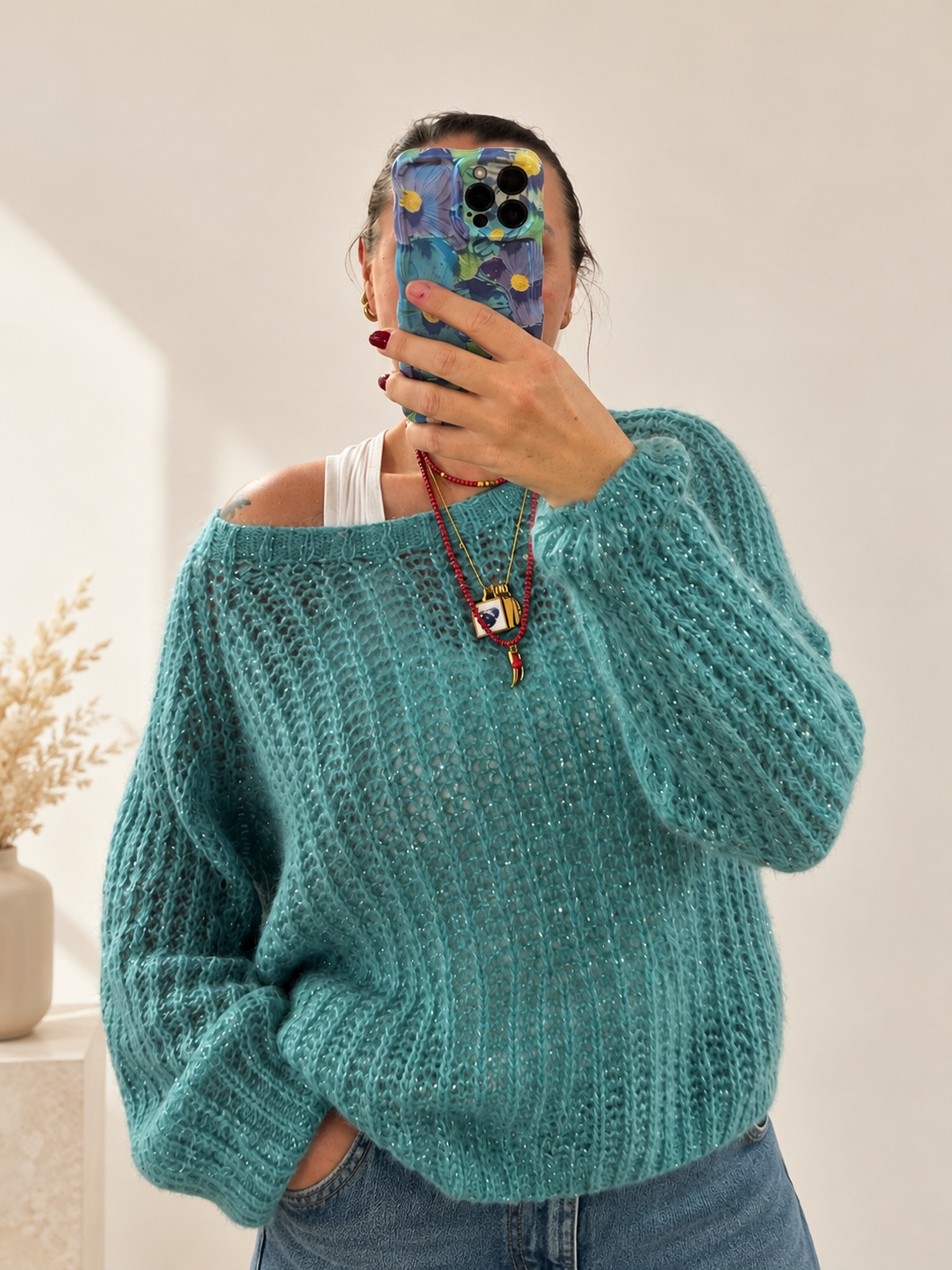 Kaos maglia in misto lana con micro paillettes
