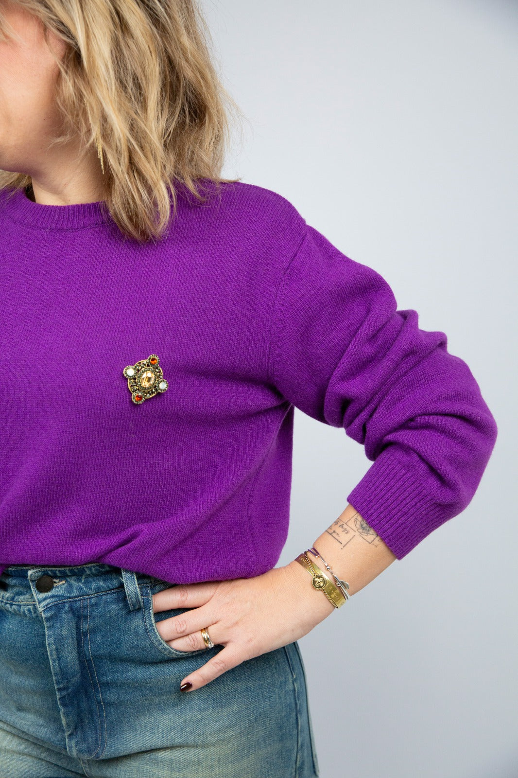 Motel Malgia misto cashmere con spilla