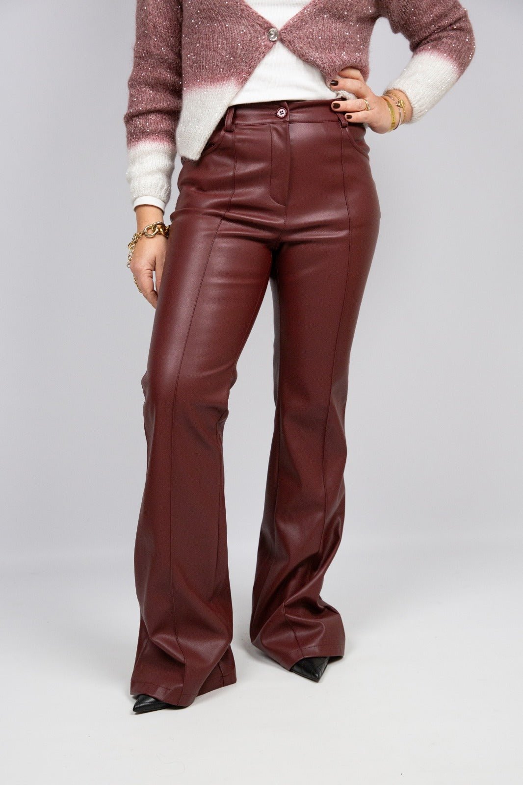 Kaos pantalone ecopelle bordeaux