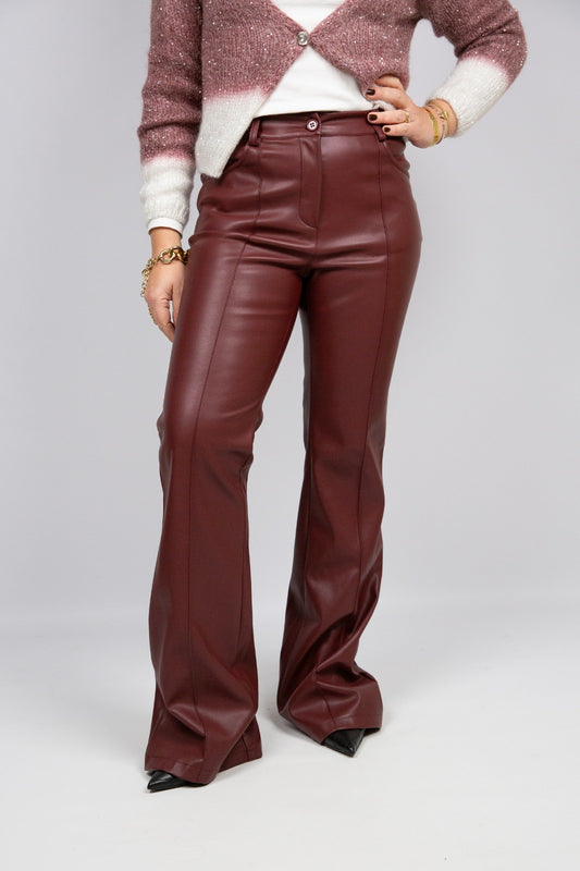 Kaos pantalone ecopelle bordeaux