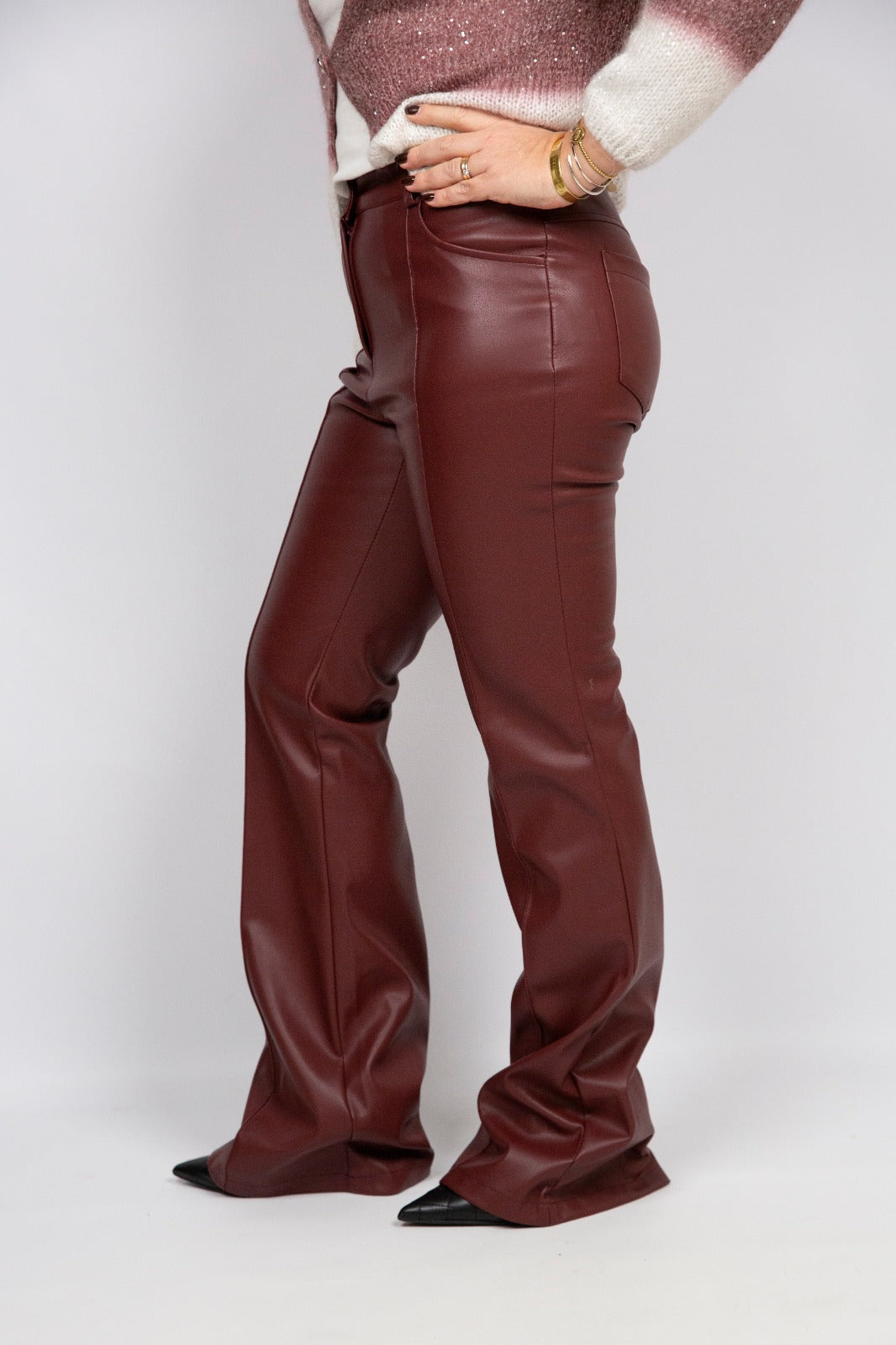 Kaos pantalone ecopelle bordeaux