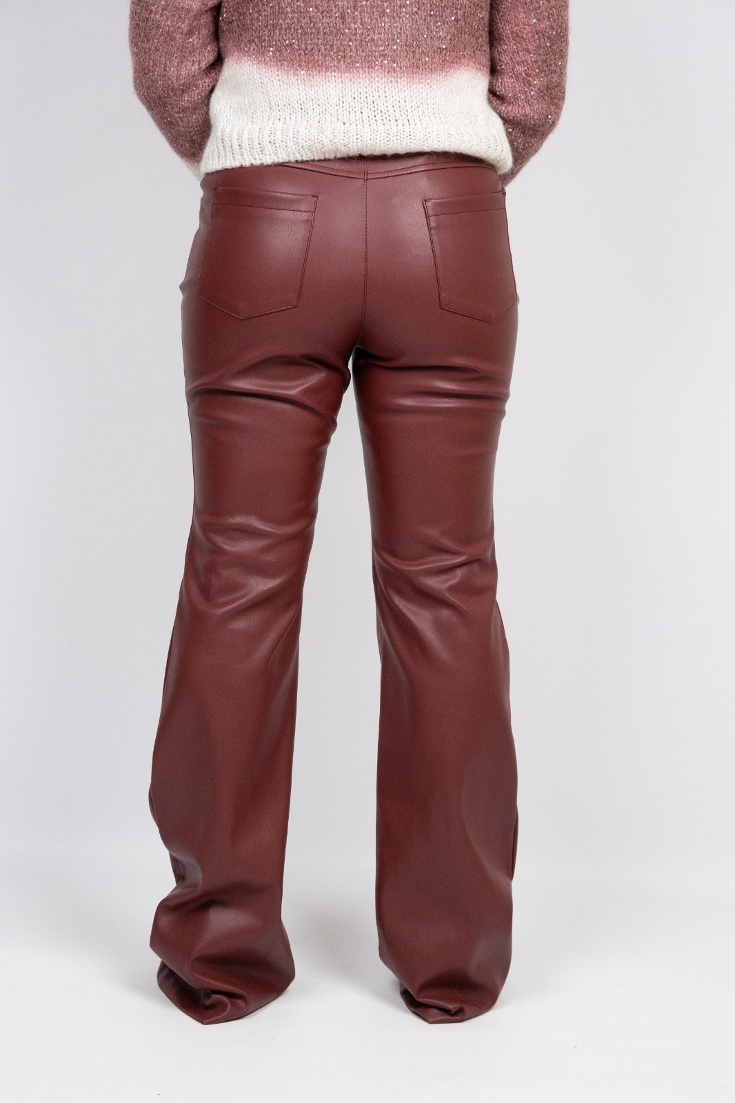 Kaos pantalone ecopelle bordeaux