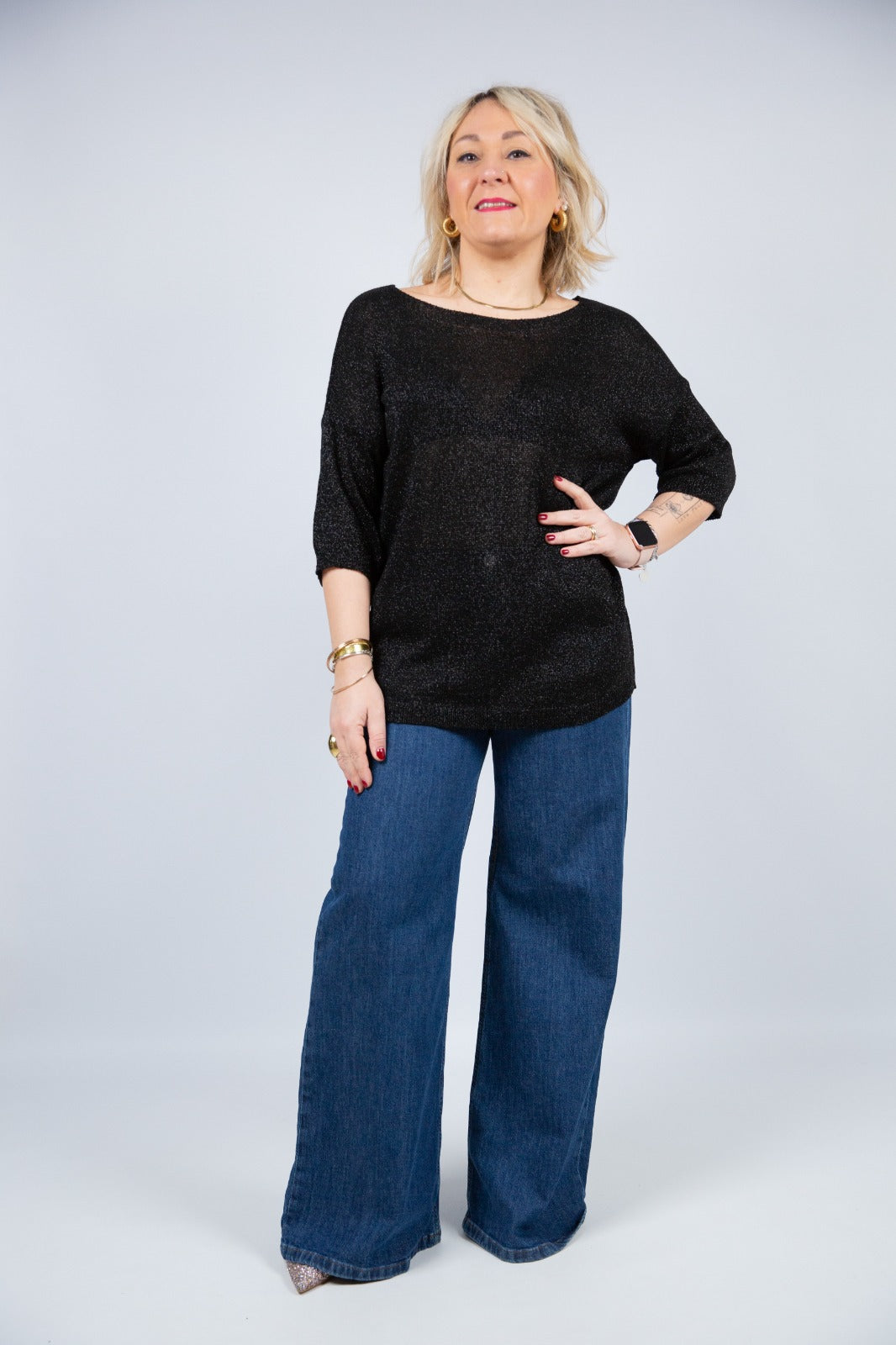 Spazio sand Maglia girocollo lurex