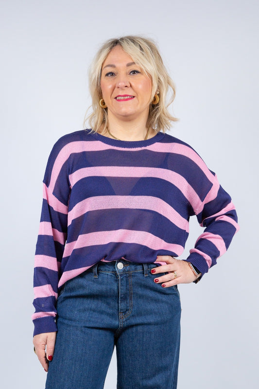 Compania Fantastica Maglia a righe blu e rosa